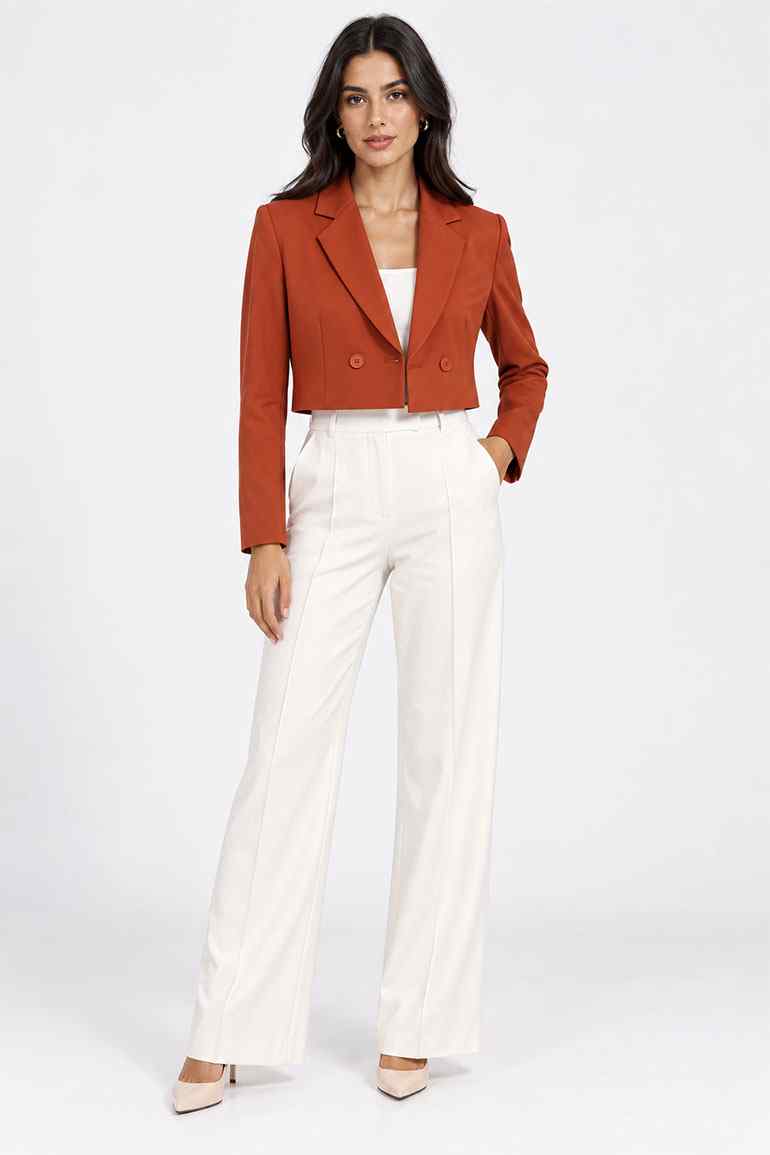 CROPPEDCOAT BLAZER FOR WOMEN - ROOF TERRACOTTA