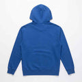 Men's blue printed hoodie, back view with hood and pouch pocket
