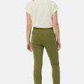 Women's khaki jogger pants with elastic waistband and cuffed ankles