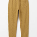 Khaki jogger pants with elastic waistband, side pockets, single back pocket