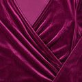 Prune velvet wrap blouse close-up of cross-over V neckline and seams