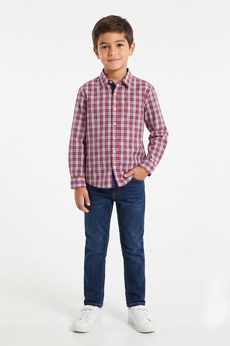 CHECKERED BUTTON DOWNSHIRT FOR BOYS