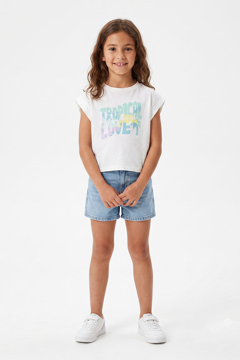CROPPED GRAPHIC T-SHIRT FOR GIRLS