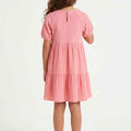 Rose pink girls tiered dress with keyhole back