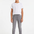 Light grey skinny denim jeans for boys with button and zip fly, belt loops