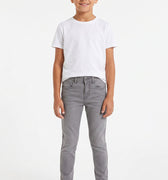Light grey skinny denim jeans for boys with button and zip fly, belt loops