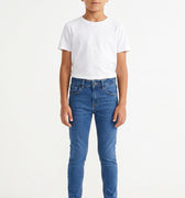 Boys slim-fit dark blue denim jeans, straight legs and five-pocket styling