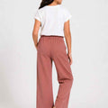 Girls wide-leg trousers, rust red, relaxed leg with side pockets
