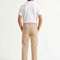 Boys' regular-fit beige pants with belt loops and back yoke, back view