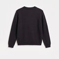 Black knit cardigan for girls, crew neck sweater with ribbed hem and long sleeves