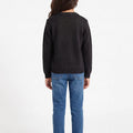 Black knit cardigan for girls, crew neck, long sleeves, button-front closure