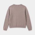 GirlsÃ¢â‚¬â„¢ grey knit cardigan back view with ribbed hem and cuffs.