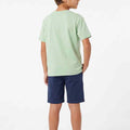 Boys light green short-sleeve graphic T-shirt, crew neck, plain back