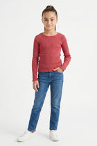 RIBBED FULL SLEEVES T-SHIRT FOR GIRLS