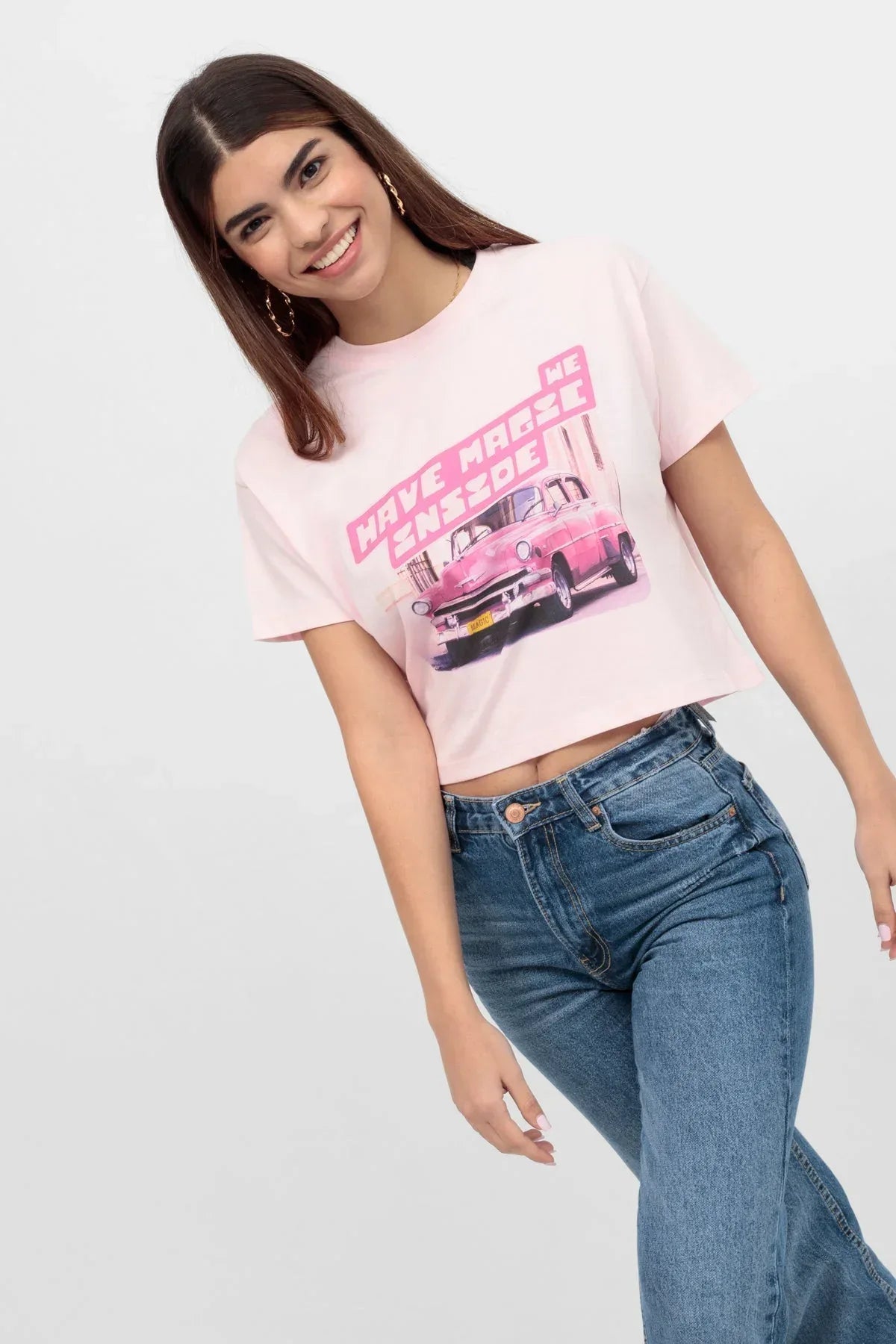 Printed T-Shirt For Women - Pink - MEME