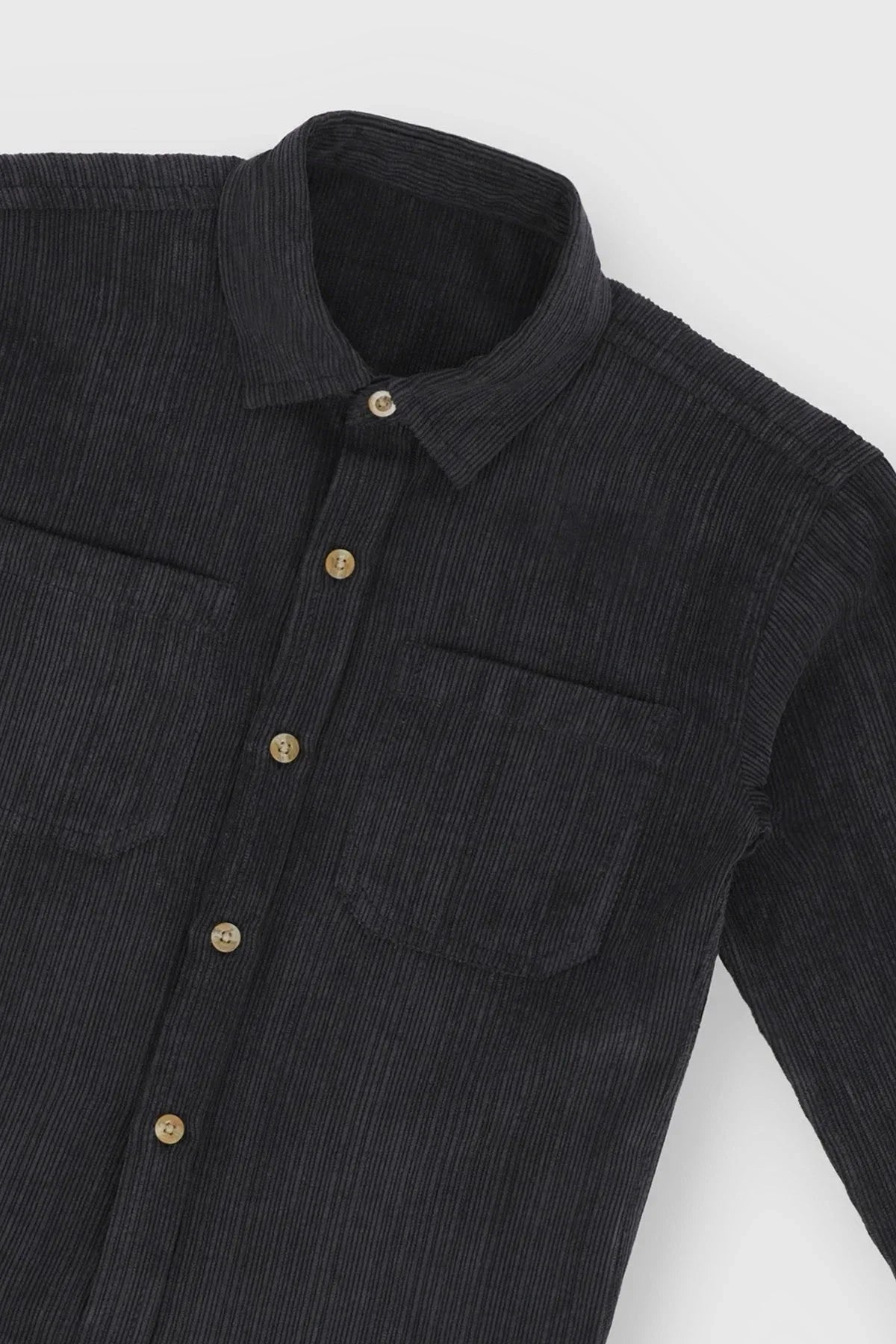 Textured Corduroy Casual Shirt For Boy - Charcoal - MEME