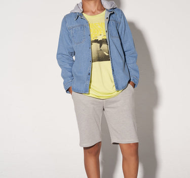 Hooded Denim Shacket 