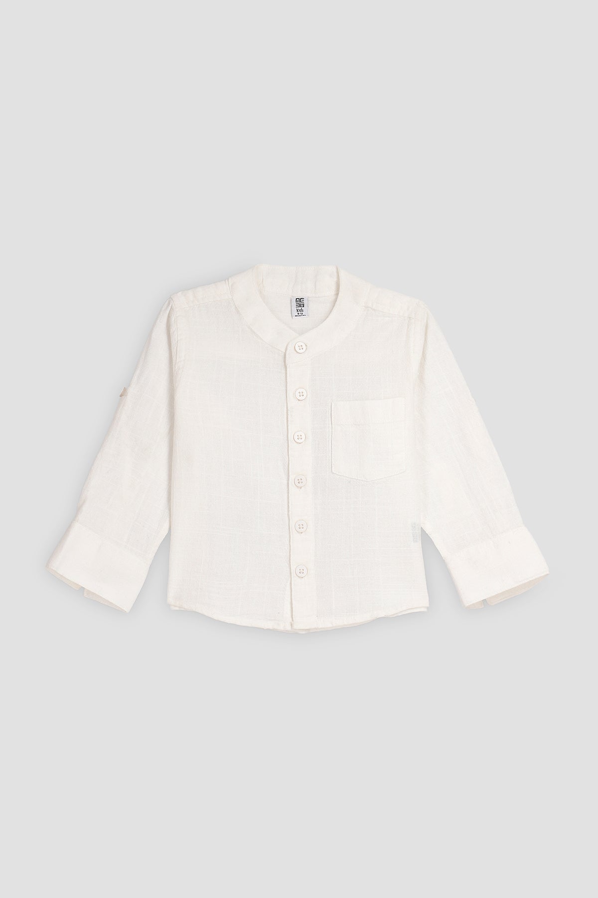 Mao Collar Shirt For Baby Boy - WHITE