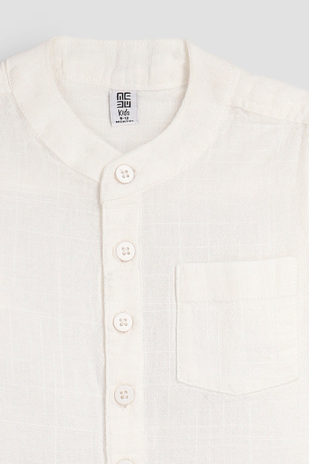 Mao Collar Shirt For Baby Boy - WHITE