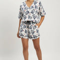 Bear Print Pajama Set For Women - White - MEME