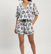 Bear Print Pajama Set For Women - White - MEME