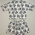 Bear Print Pajama Set For Women - White - MEME