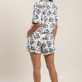 Bear Print Pajama Set For Women - White - MEME