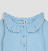 Solid Shirt For Baby Girl - Light Blue Grey - MEME