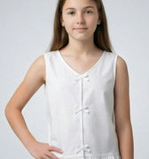 Sleeveless Top For Girls - White - MEME