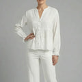 Button-Down Blouse for Women - White - MEME