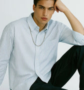 Button Down Shirt For Men - Blue Stripe - MEME