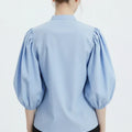 Sleeve Button-Up Shirt for Women - Light Blue - MEME