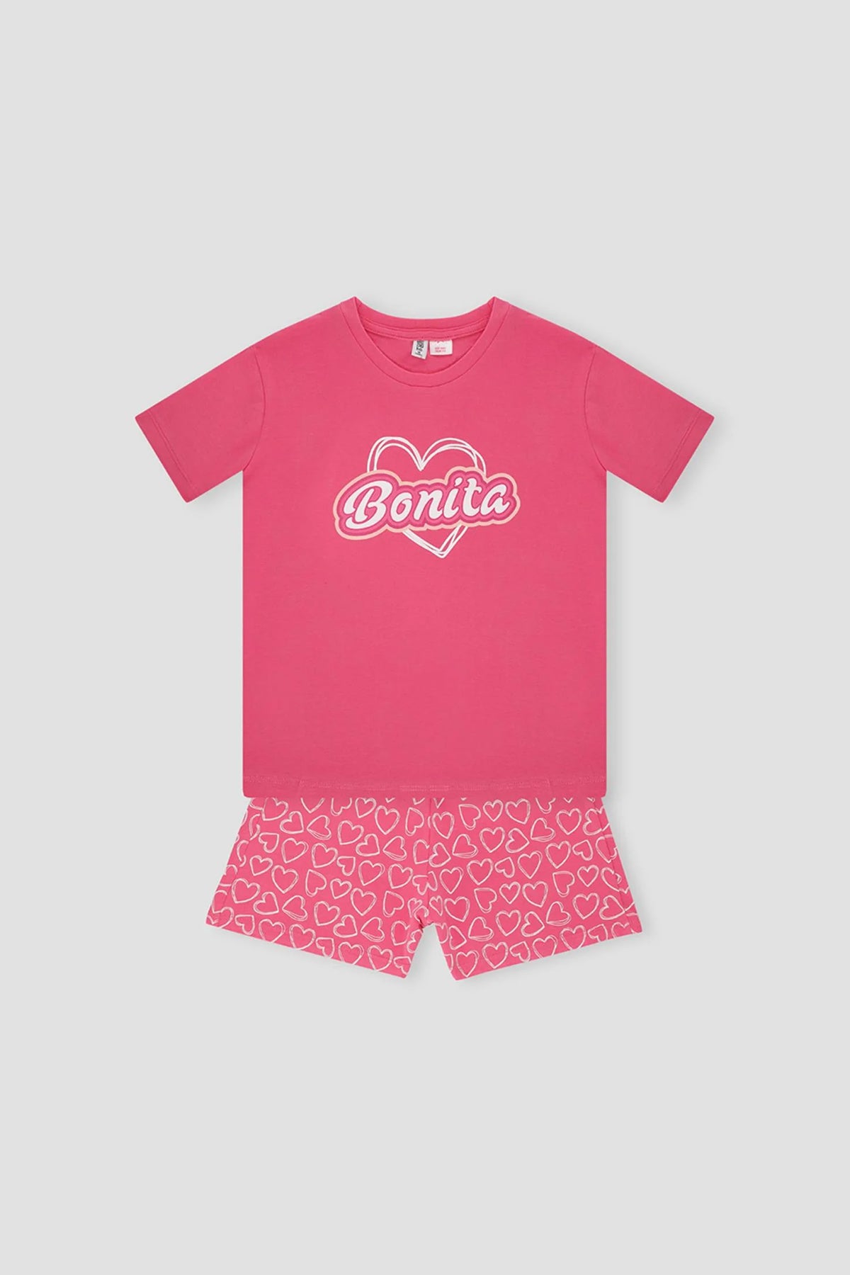 Bonita Printed Suit For Girl - Hot Pink