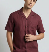 Collar Shirt For Men - Maroon - MEME