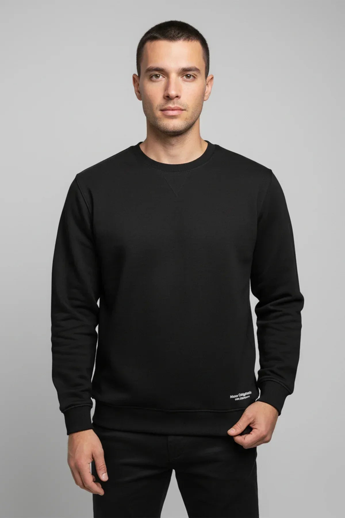 Crew Neck Sweatshirt For Men - Black - MEME
