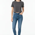 Textured Crop T-Shirt for Women - Charcoal Grey - MEME