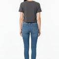 Textured Crop T-Shirt for Women - Charcoal Grey - MEME