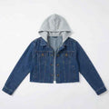Cropped Denim Jacket For Women - Blue - MEME