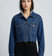 Cropped Denim Jacket For Women - Blue - MEME