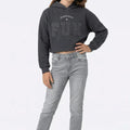 Cropped Hoodie for Girls - Charcoal Grey - MEME