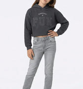 Cropped Hoodie for Girls - Charcoal Grey - MEME