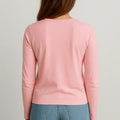 Pink women’s long-sleeve crew-neck T-shirt, back view