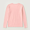 Pink crew-neck long-sleeve T-shirt, flat lay front view