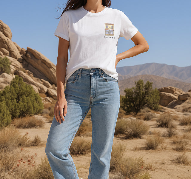 Regular Fit  T-Shirt For Women - White with model