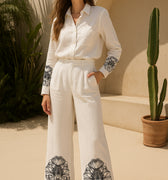 Embroided Pant For Women Bone With Model