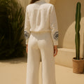 Embroided Pant For Women Bone With Model Back side