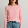 Pink women’s long-sleeve crew-neck T-shirt, fitted
