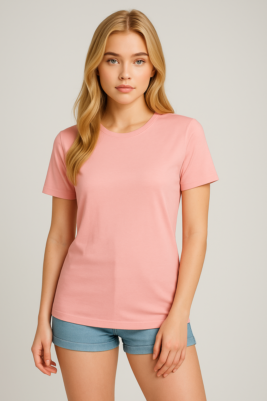 Crew Neck Tshirt For Women - Pink