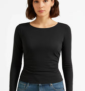 Solid Black Top For Women - Black - MEME