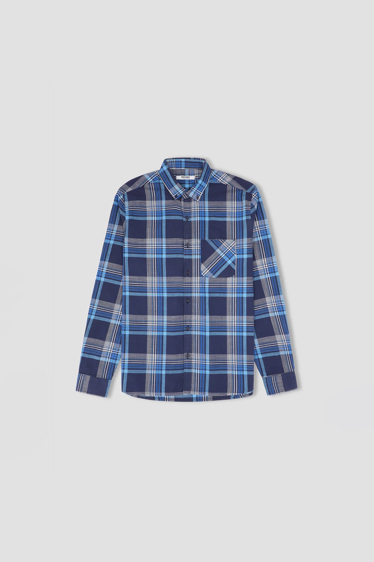 Check Button Down Shirt For Men - Navy Check